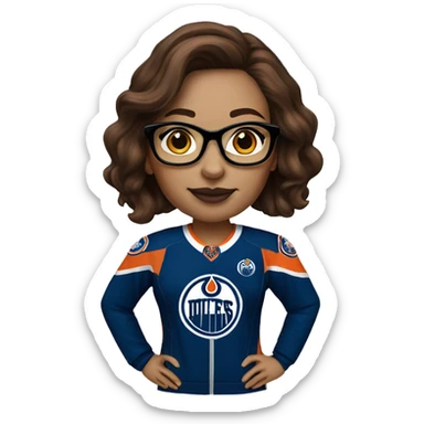 Edmonton oilers nhl female fan brown hair glasses sticker