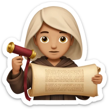 person with old scroll judgment emoji style sticker