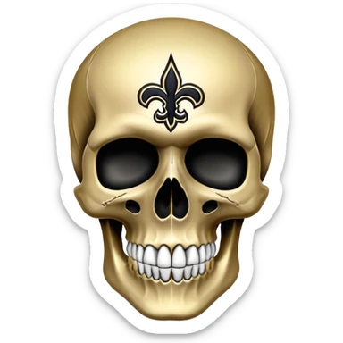 skull in New Orleans Saints colors (black and gold) sticker