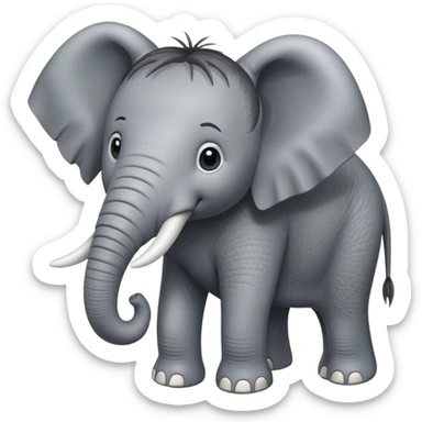 animal elephant with Mullet hairstyle sticker