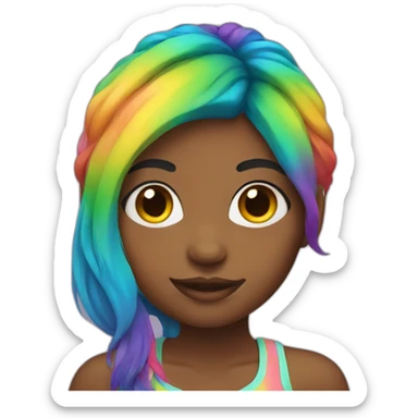 Girl with rainbow hair sticker