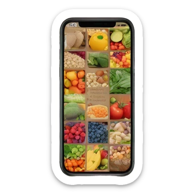 smartphone screen showing healthy eating sticker