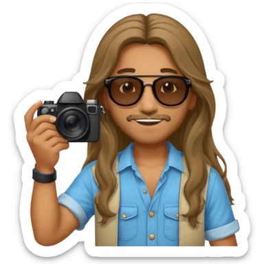 long haired fotographer with summer clothes and sun glasses sticker