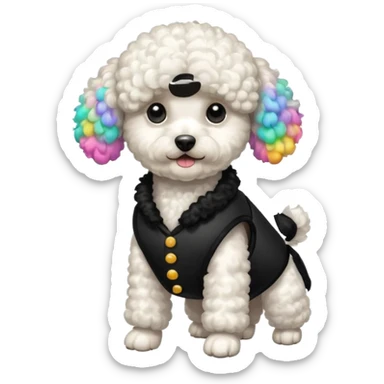 Caniche blanca con chaleco negro sticker