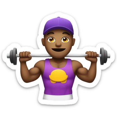 Weight lifter with a hat sticker