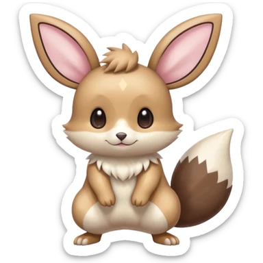Kawaii Shiny Colorful Pastel Pichu-Minccino-Furret-Emolga-Eevee-fusion Full Body sticker