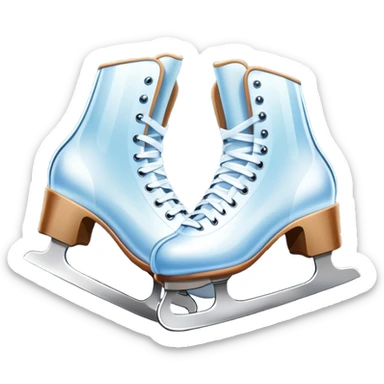 An icon showing The rink is surrounded by cheering spectators and soft arena lights, creating a beautiful, dynamic atmosphere. a pair of elegant figure skates placed on the smooth, sparkling ice of a grand ice arena. Transparent background highlights the grace and beauty of figure skating. sticker