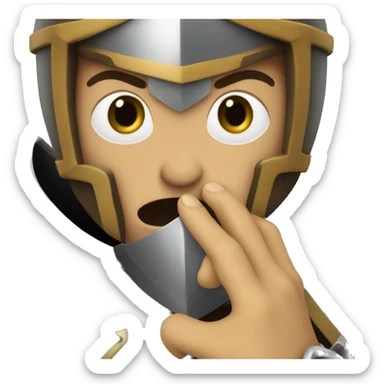 knight holding finger over mouth shh people  sticker