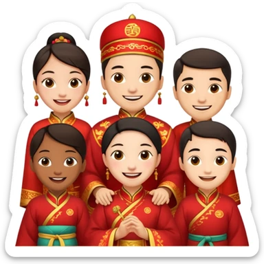 a bunch of friends emoji and they are chinese sticker
