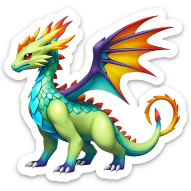 Elemental Exotic Vibrant Multicolored Pokémon-Fakémon-hybrid-creature (full body) sticker