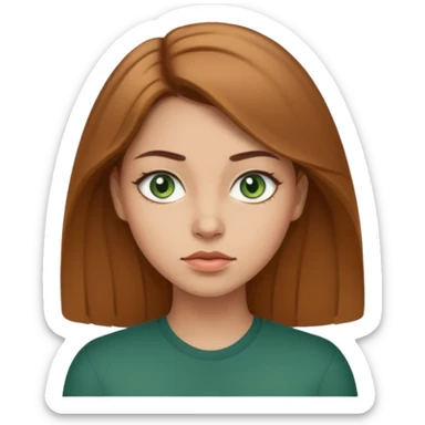 Девушка, светлая шатенка с длинами волосами, лет 25 с серо зелёными глазами по темнее с более серьезным лицом  sticker