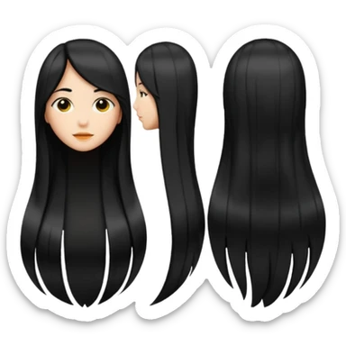 back view of long black hair sticker
