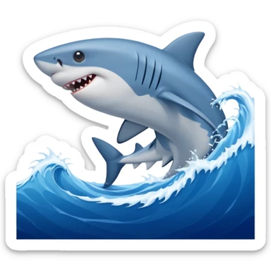 Shark standing in front of a wave with blue Nikes shoes sticker