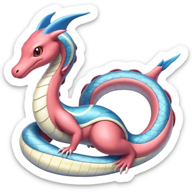 Milotic-Seviper-Dragonair-Dratini-hybrid, full body, two legs, two hands sticker