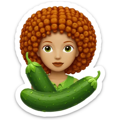 cucumber with redhead afro hair sticker