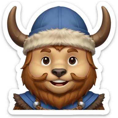 a cartoon Viking bear with horned cap sticker