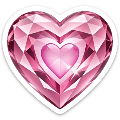 crystal clear diamond heart with one mini pink heart inside of it  sticker