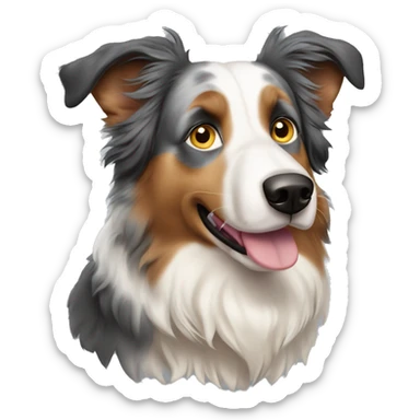 very old and fragile australian shepherd with pointy ears walking sticker
