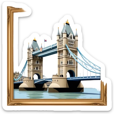 Cinematic Realistic Tower Bridge Landmark Emoji, depicted with iconic Victorian architecture spanning the River Thames, rendered with lifelike textures and dramatic natural lighting that captures its majestic presence. sticker