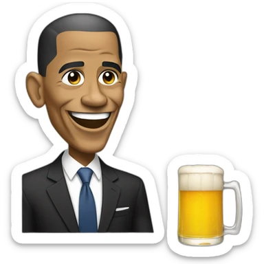 Barack Obama with a beer sticker