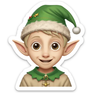 dobby from harry potter smiling and wearing a christmas elf hat sticker