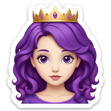 Beautiful princess with purple wavy  hair sticker