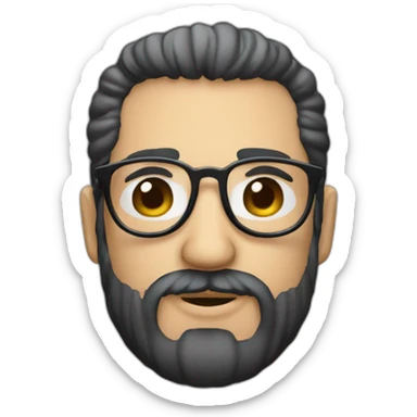 Hombre gordo con canas barba cana y lentes azules redondos sticker