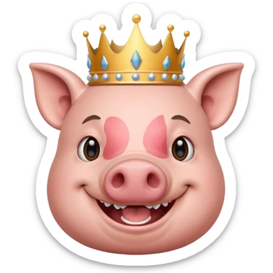 PIG SMILE LIKE CHARK FACE WITH CROWN  sticker