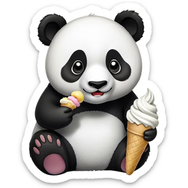 Panda eating ice cream sticker