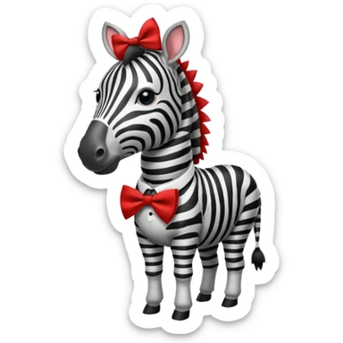 Zebra with a red bow tie sticker
