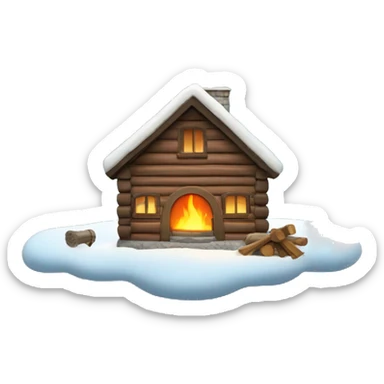A cozy cabin with smoke curling from the chimney sticker