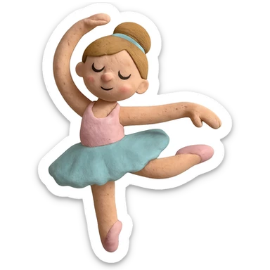 claymation style ballerina girl, visible fingerprints, pastel colors sticker