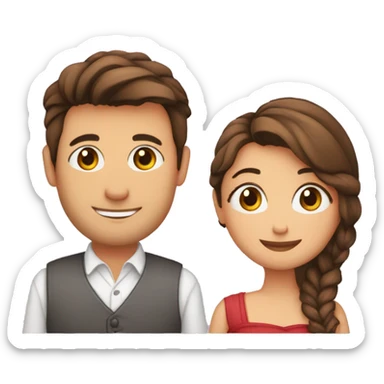 Una pareja de enamorados y un corazón grande de fondo sticker
