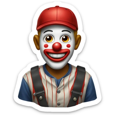  clown wearing plain red baseball cap sticker