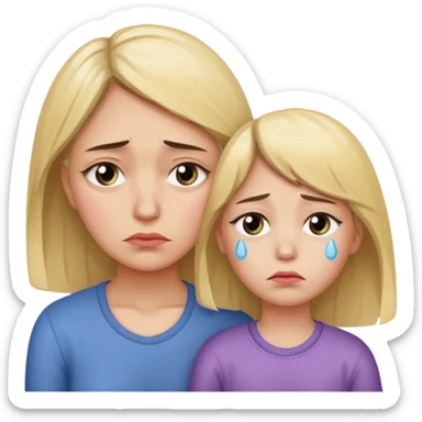 sad family (mom and daughter) sticker