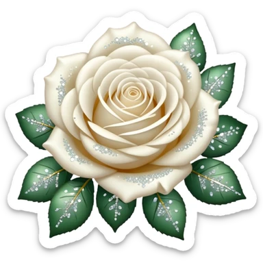 Glitter White Roses sticker