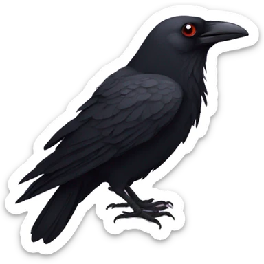 Black raven with heart eyes sticker