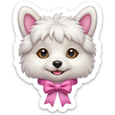 white dog with pink ribbon sticker