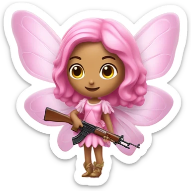 pink fairy holding an ak 47 sticker