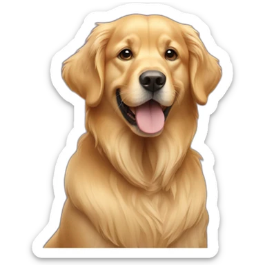 golden retriever dog wearing a Shesh sticker