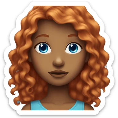 red-haired girl with thick wavy hair and blue eyes sticker