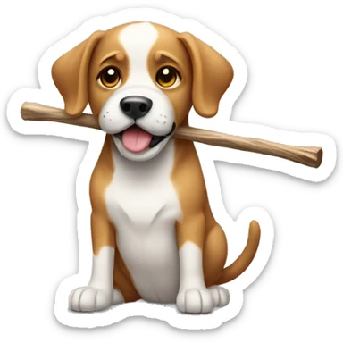 dog with stick sticker