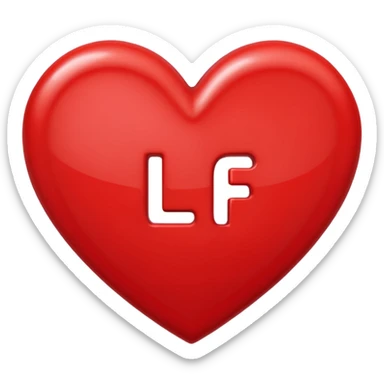 The letters and addition sign l + f in a heart sticker