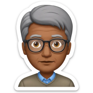 Indian man with black-grey hair and glasses  sticker