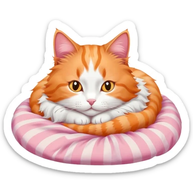 Orange and white cat with pink blanket  sticker