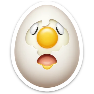 a egg with a weird face sticker