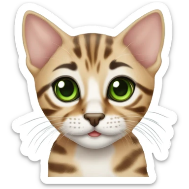 Bengal kitten with green eyes sticker