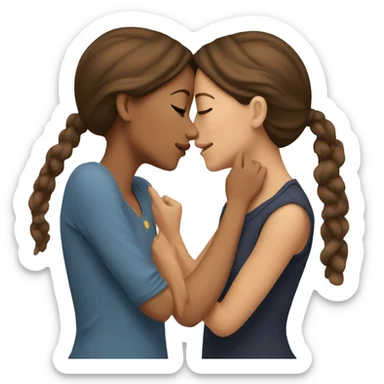 Two brown haired girls kissing each other sticker