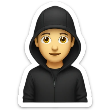 caucasian Designer wearing flat bill hat and black hoodie sticker