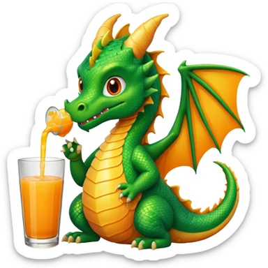 Dragon sipping a juice drink sticker